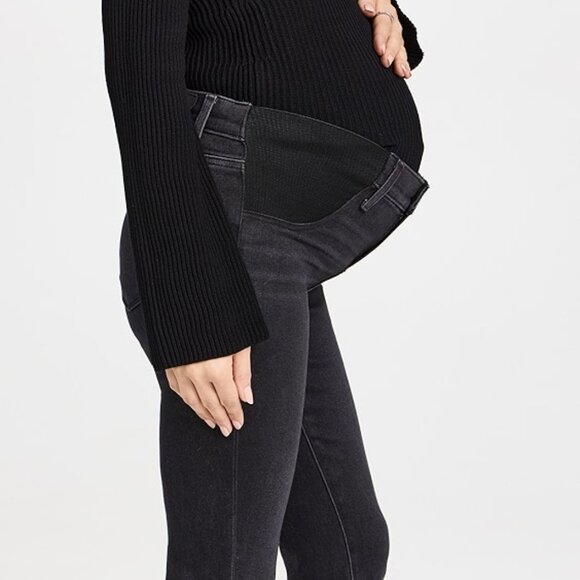 Paige Claudine Black Lotus Maternity Jeans with Raw Hem New with Tags - Picture 3 of 4